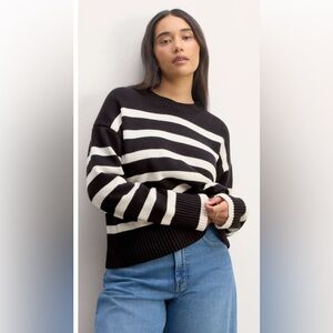 EVERLANE Boxy Crewneck Cotton Striped Sweater NWOT
